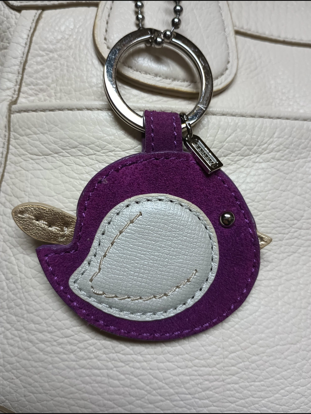 Rare Vintage Coach Purple Suede Chirping Bird Keychain (KEYCHAIN ONLY)